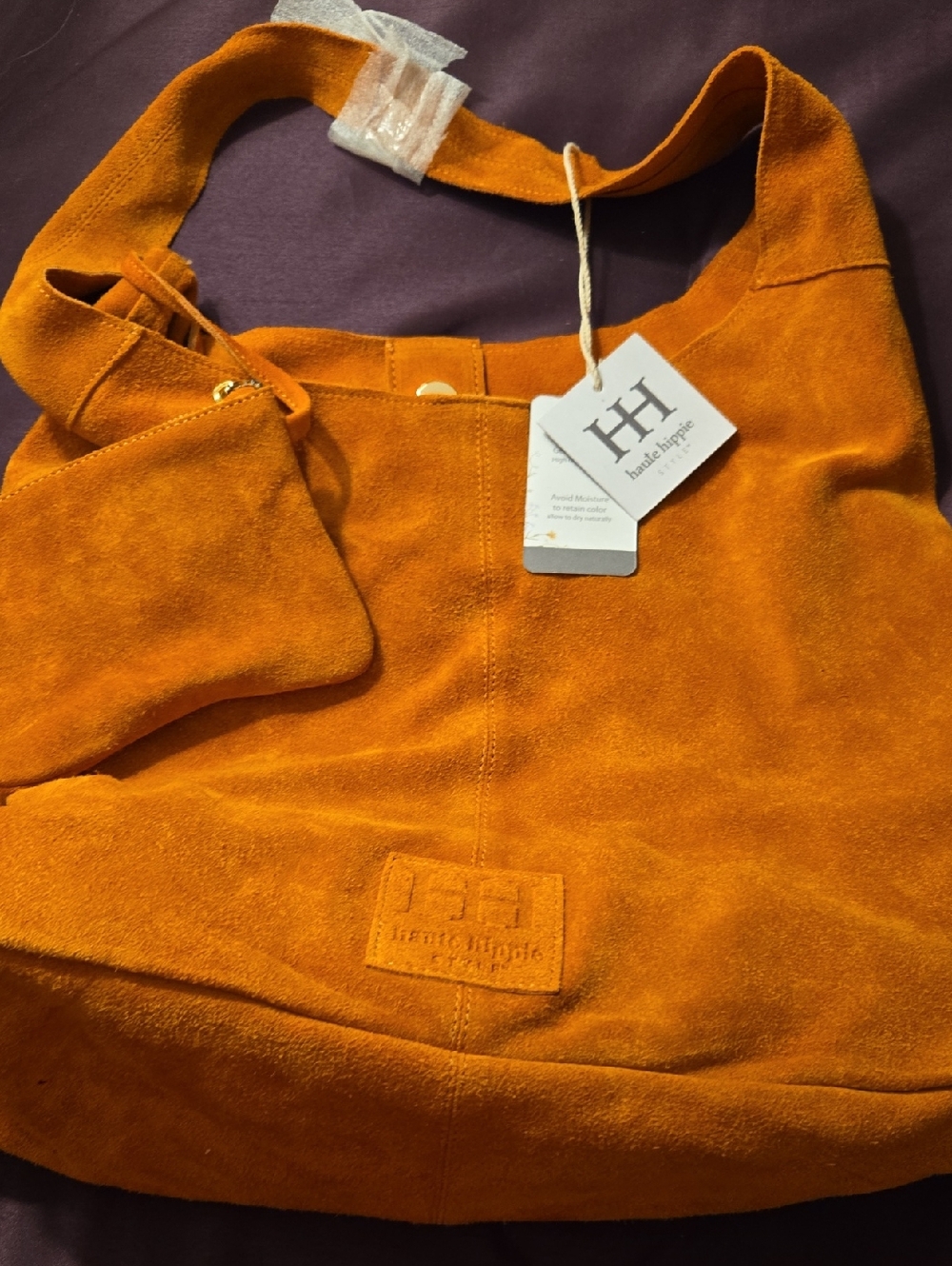 Haute Hippie Suede Hobo Bag in Orange